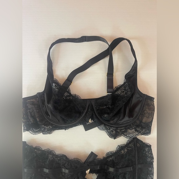 NWT Oh la la Cheri Sadie Underwire Lace Bra High Waist Panty Set Sz XL Black $65 - Picture 6 of 6